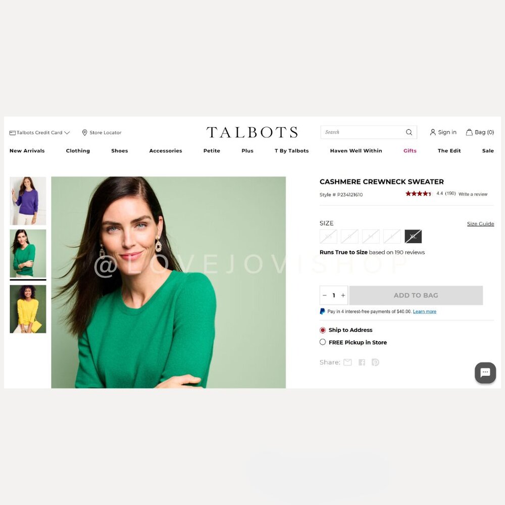 Classic Feminine | 100% Cashmere Kelly Green Crew Neck Sweater | by Talbots | M - Picture 8 of 12